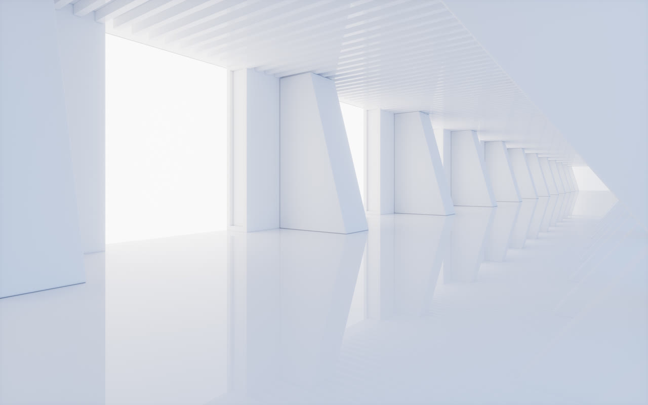 白色室内空间背景3D渲染