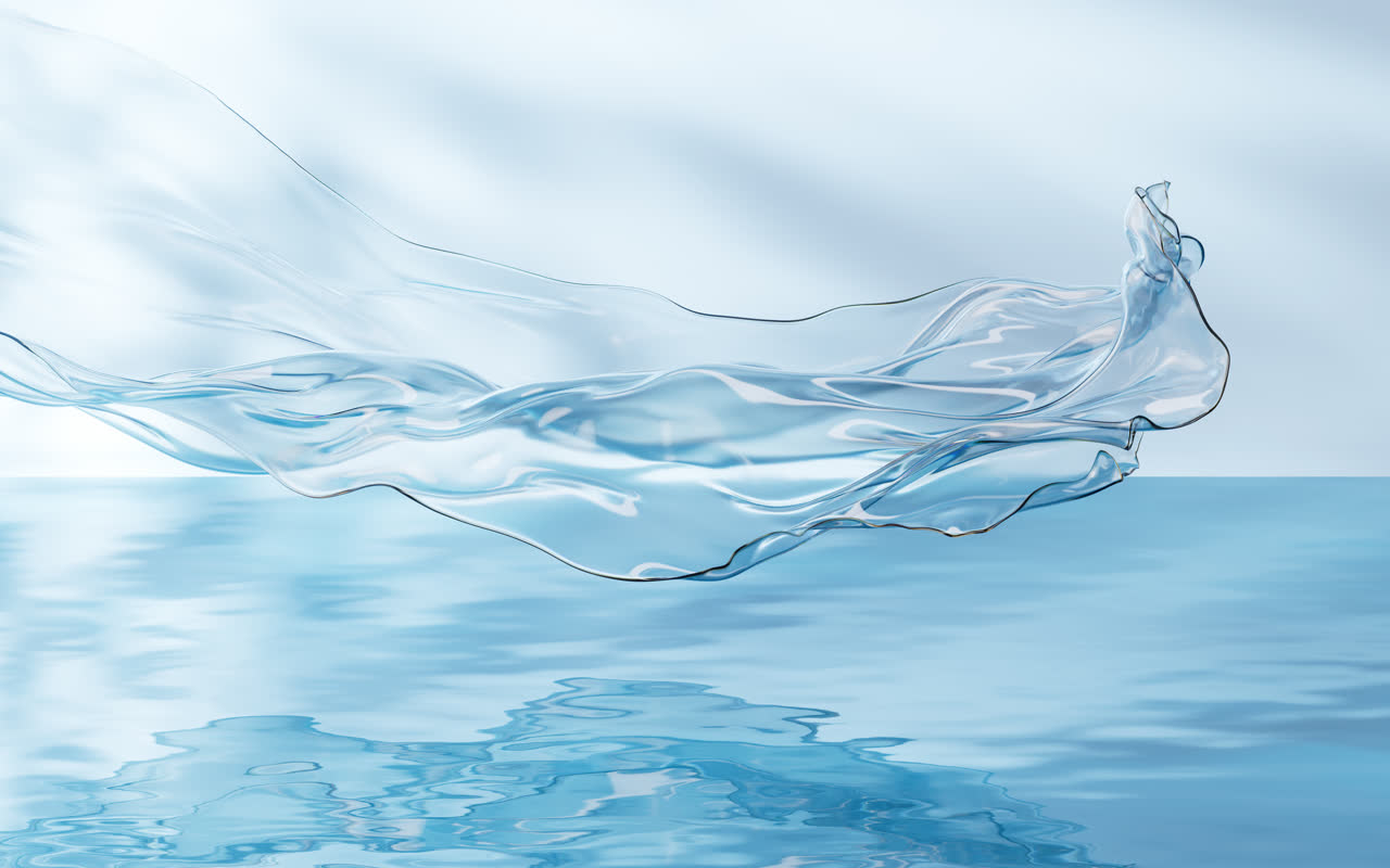 水面上飘动的布料3D渲染