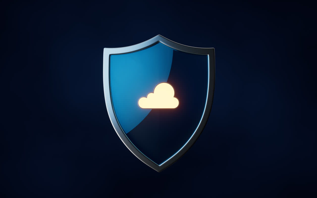 光泽的护盾与云概念3D渲染