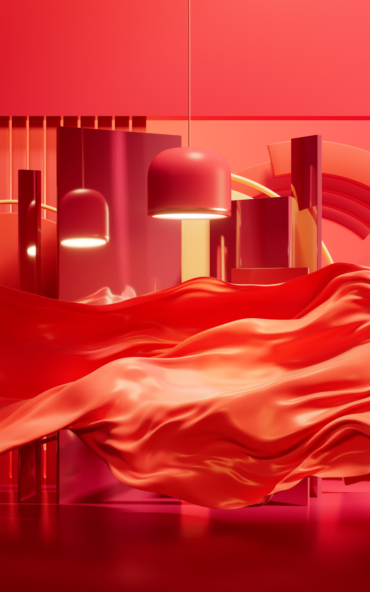 流动的布料与创意背景3D渲染