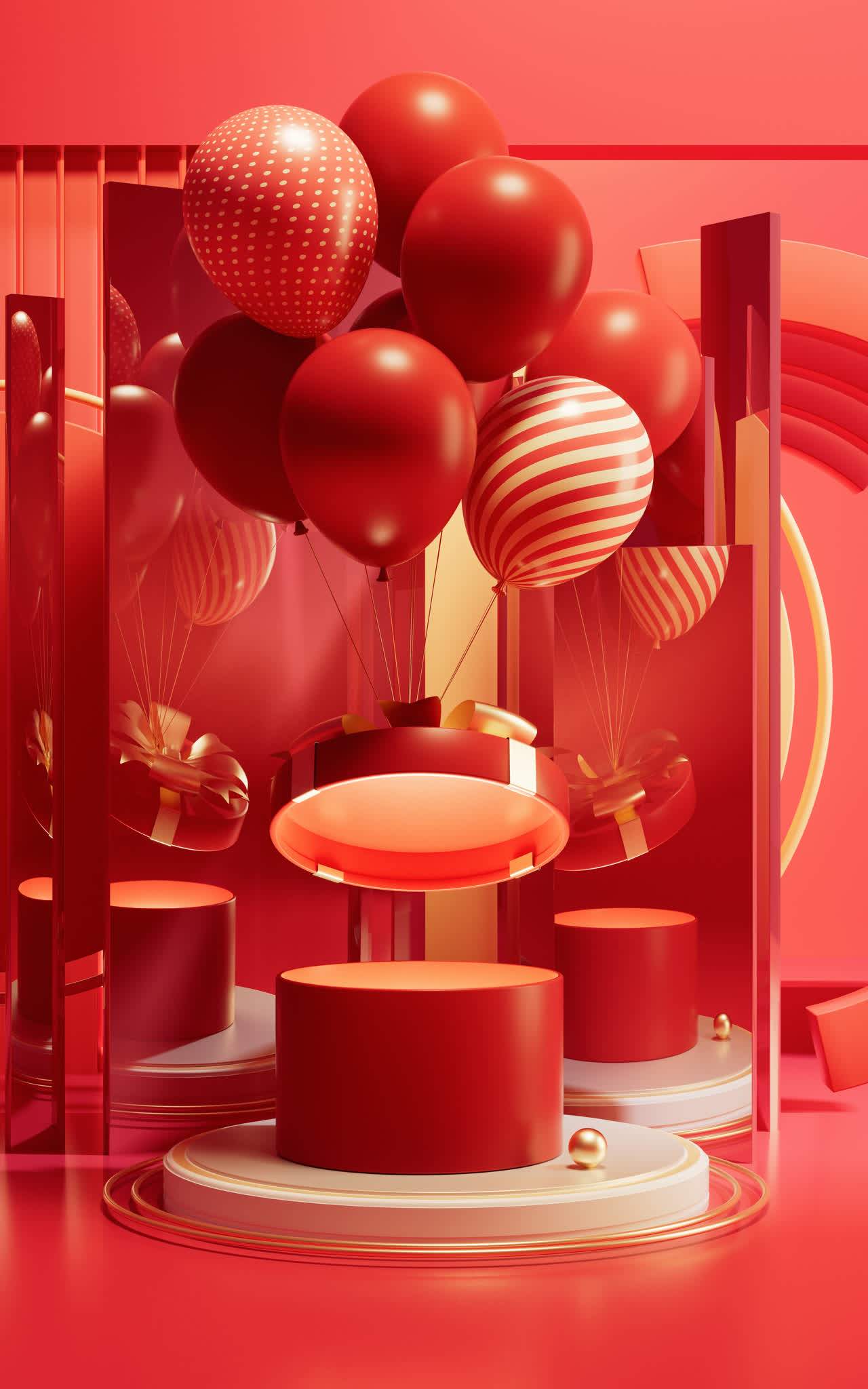 礼物盒与创意背景3D渲染