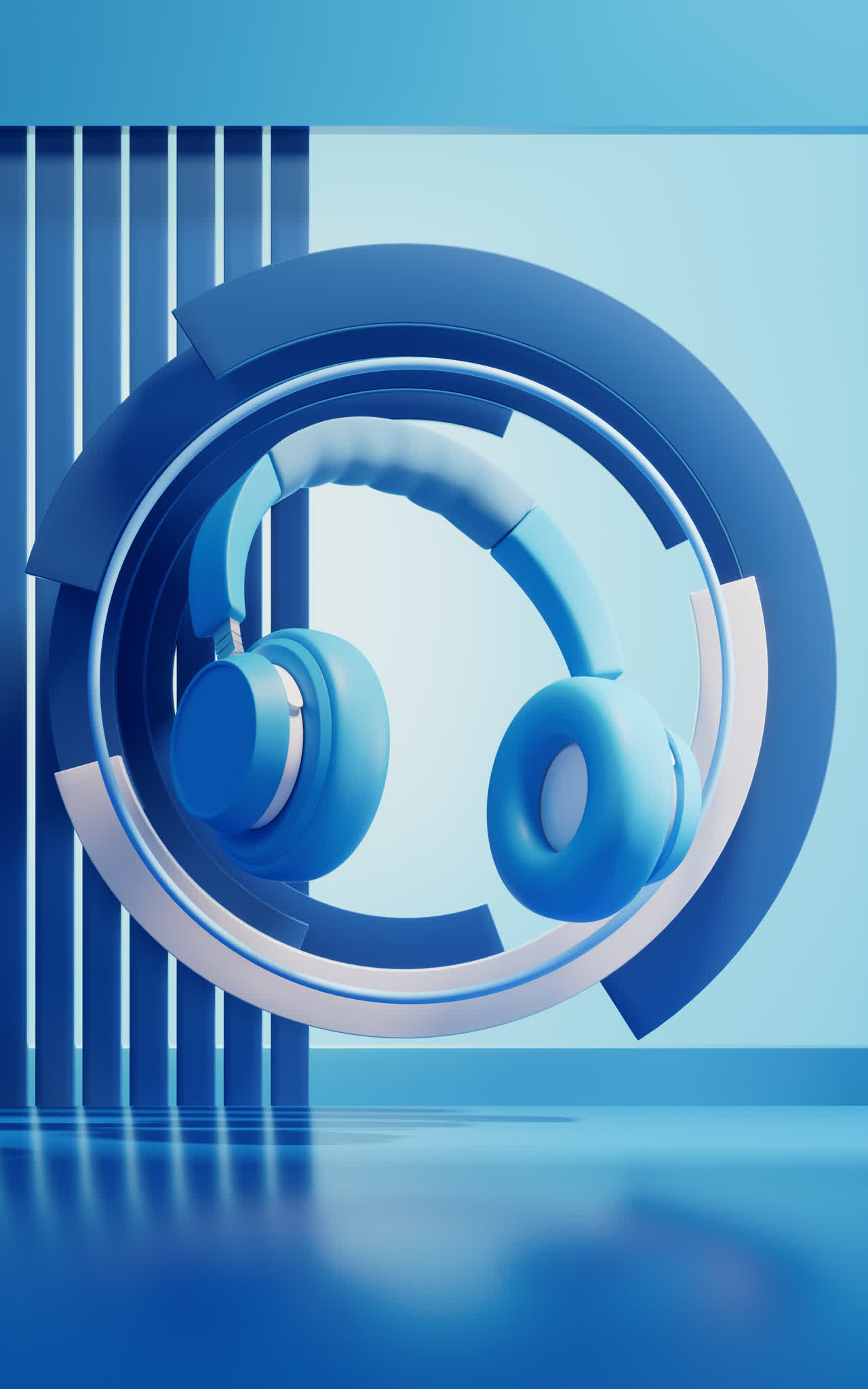 耳机与创意背景3D渲染