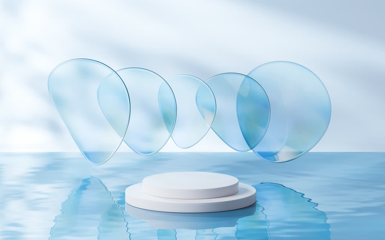 水面上的展示台3D渲染