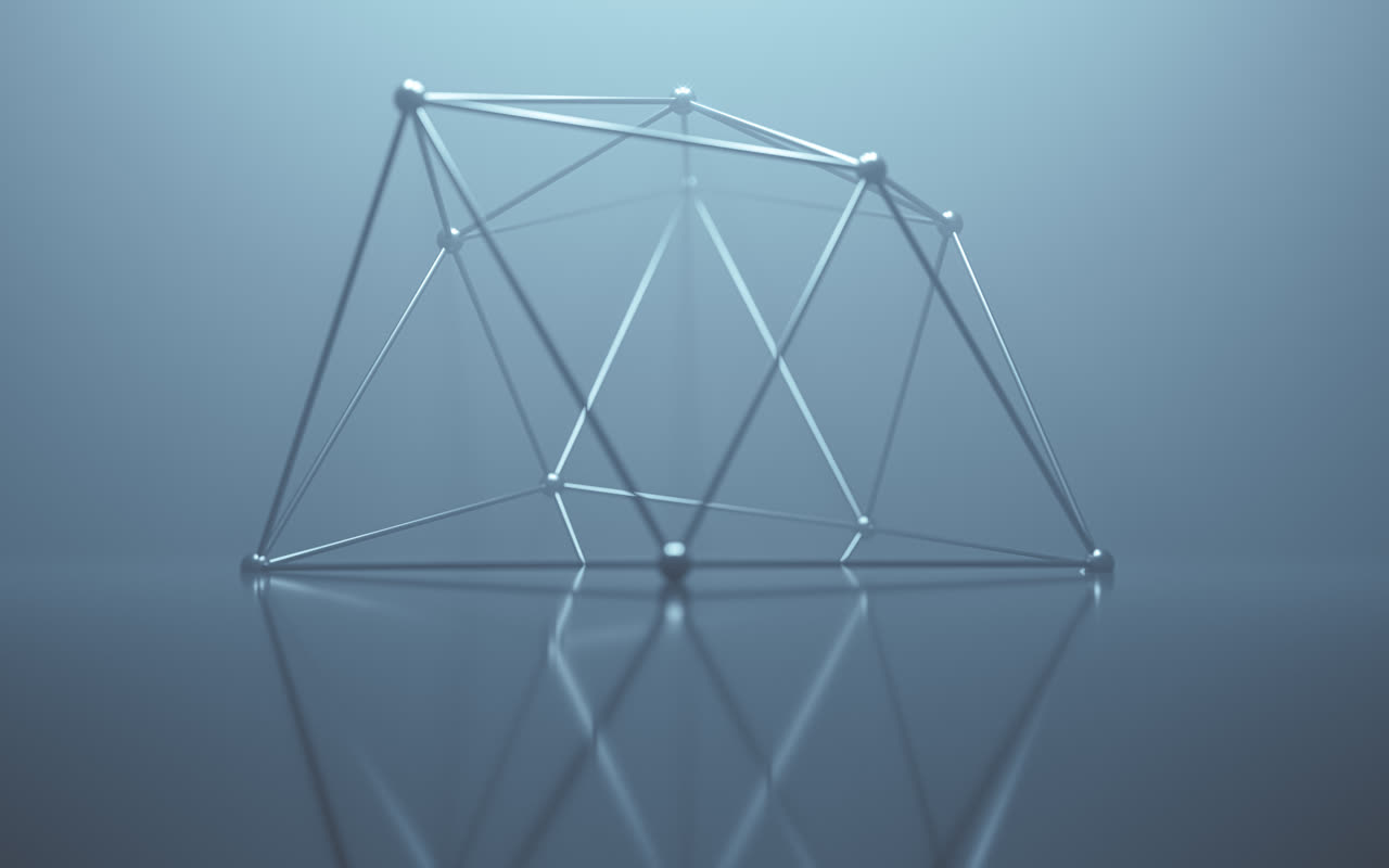 抽象几何形体线框背景3D渲染