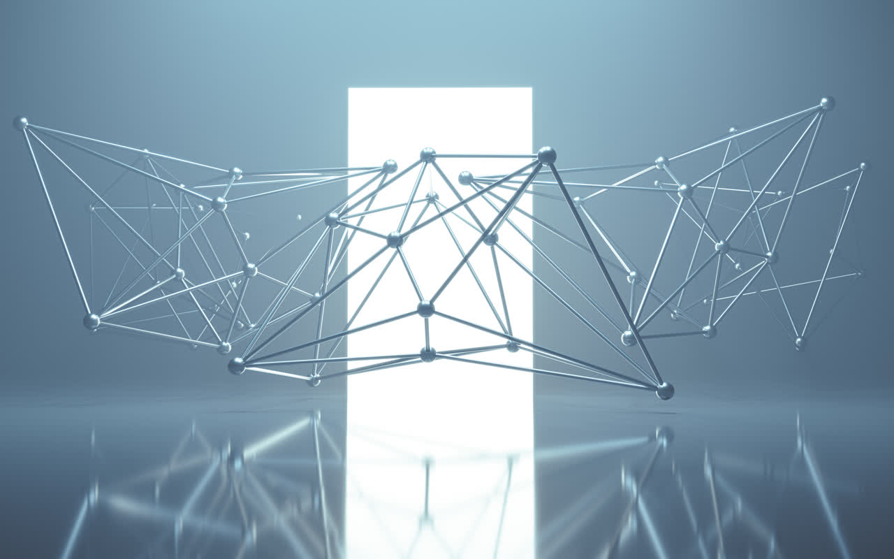 抽象几何形体线框背景3D渲染