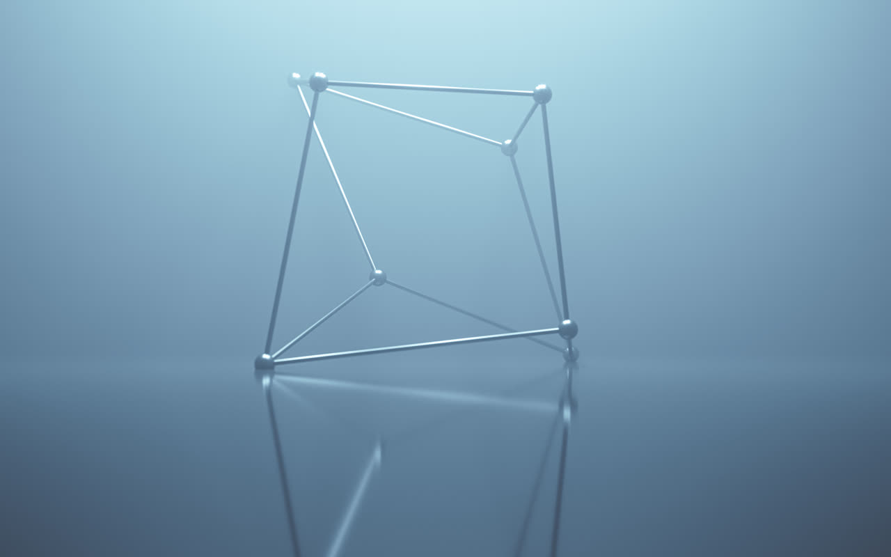 抽象几何形体线框背景3D渲染