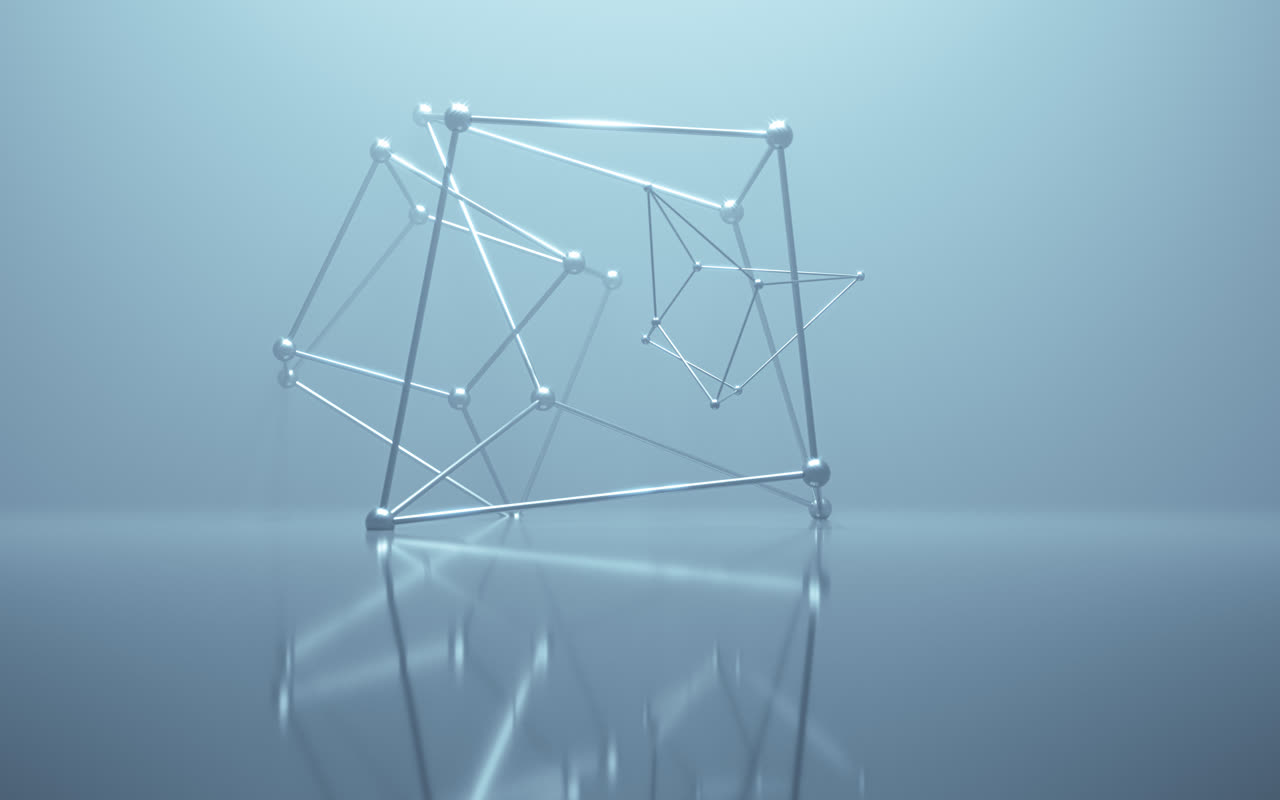 抽象几何形体线框背景3D渲染