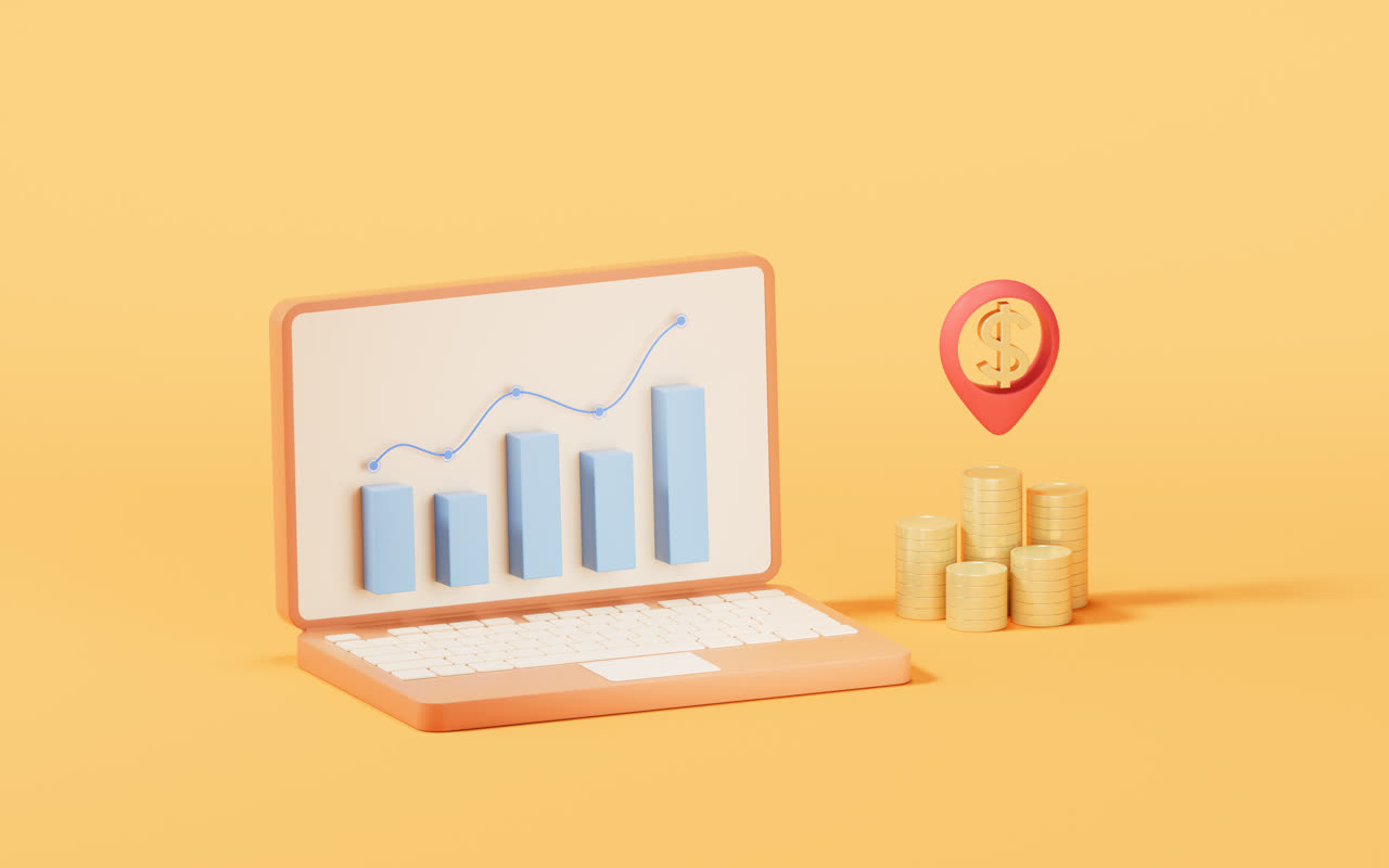 上升曲线与数据分析概念3D渲染