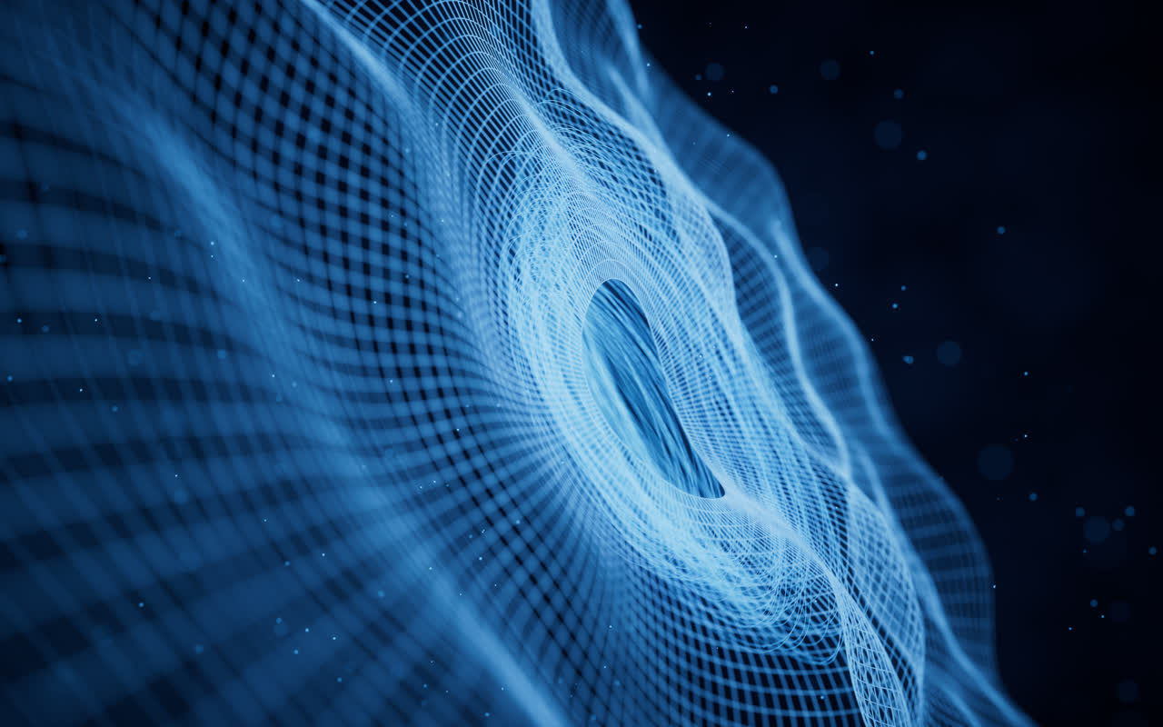 抽象蓝色曲面线条背景3D渲染蓝色科技网