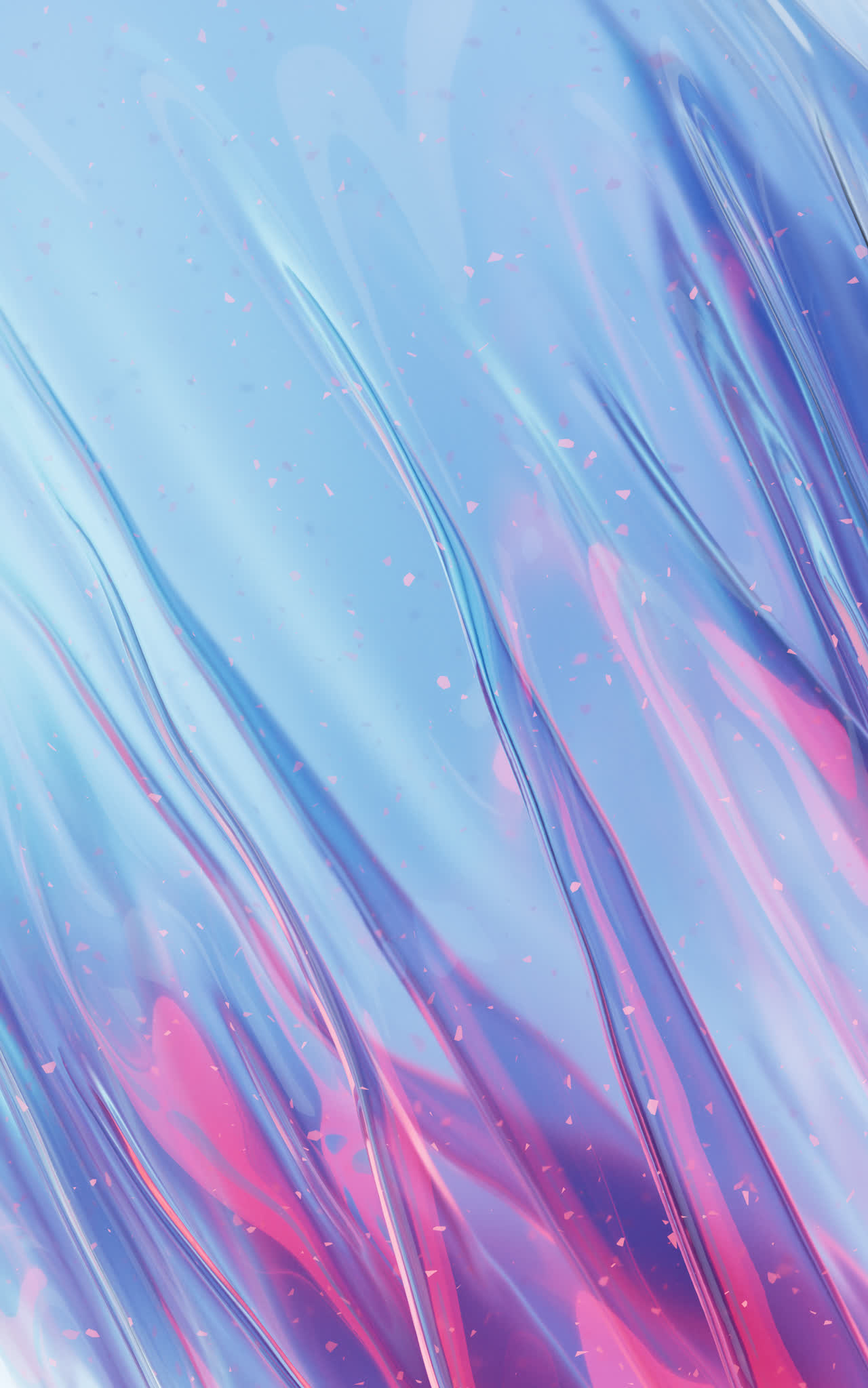 流动的透明彩色布料背景3D渲染