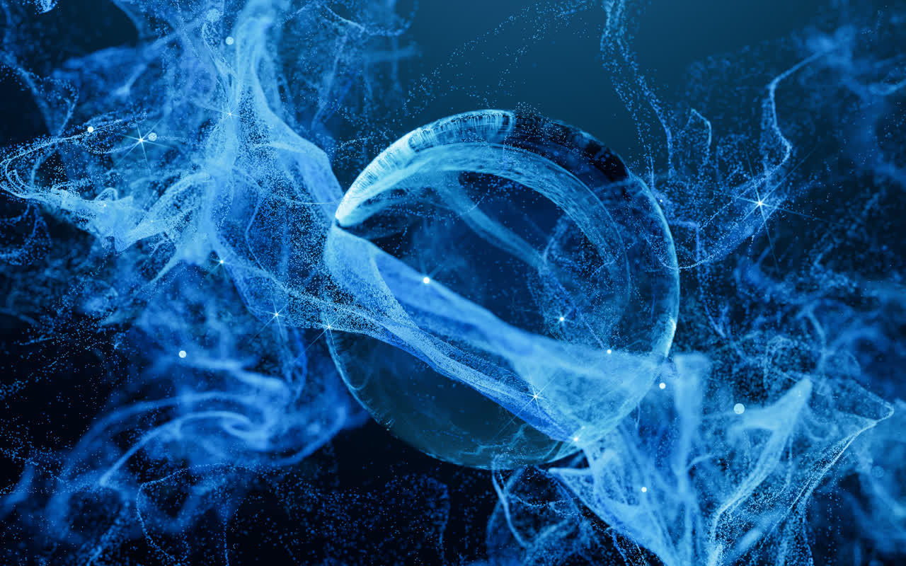 舞动的粒子深色背景3D渲染