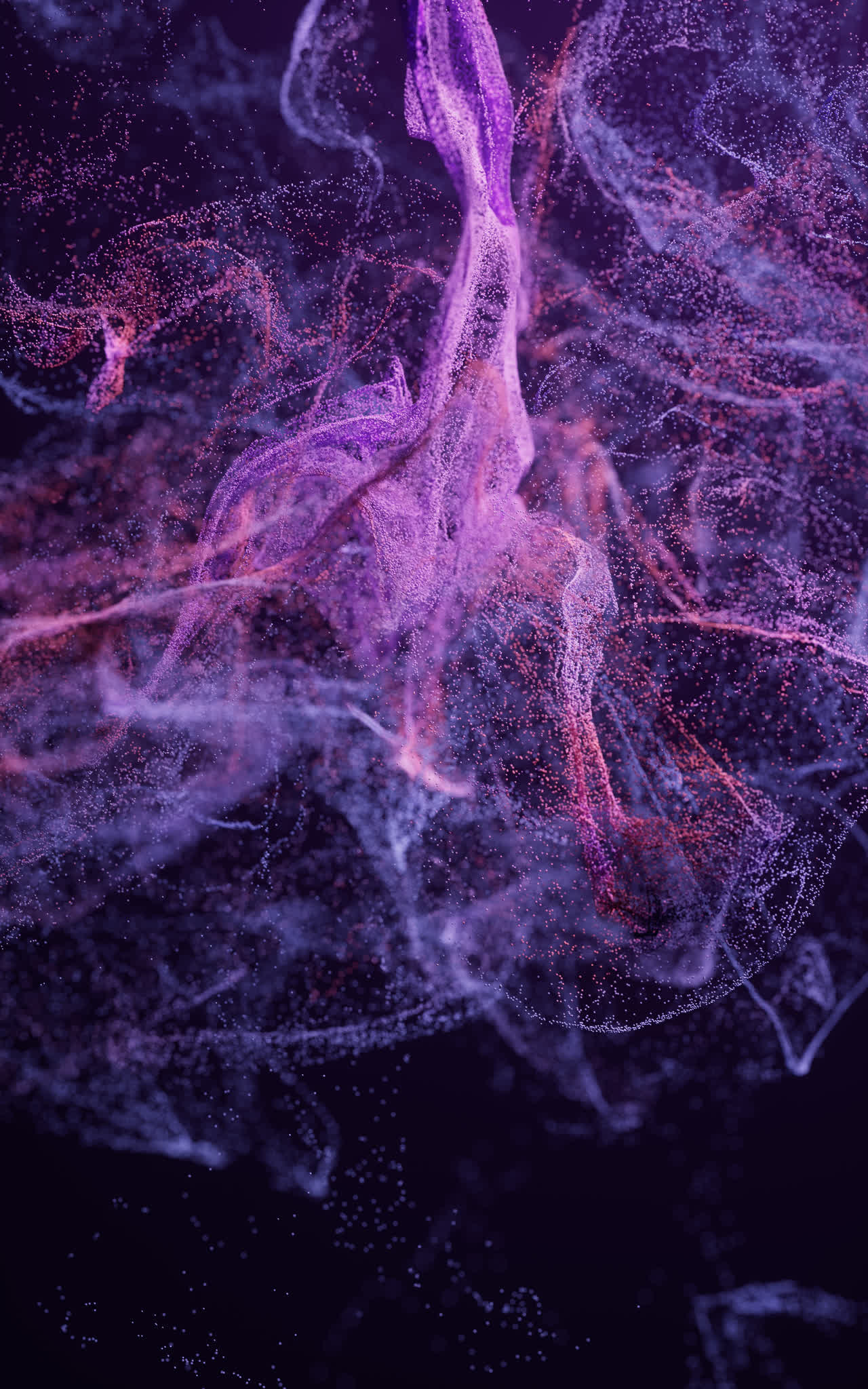 舞动的粒子深色背景3D渲染