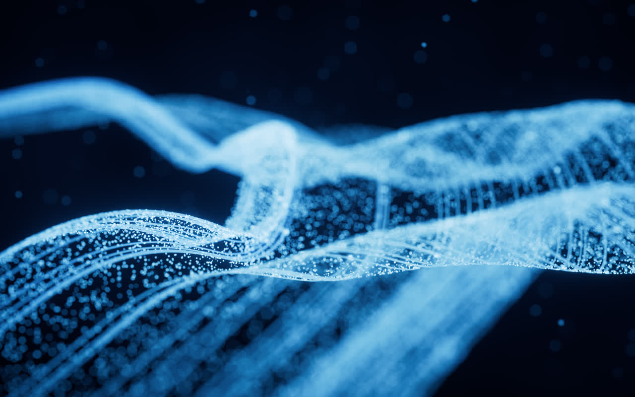 抽象蓝色粒子线条背景3D渲染