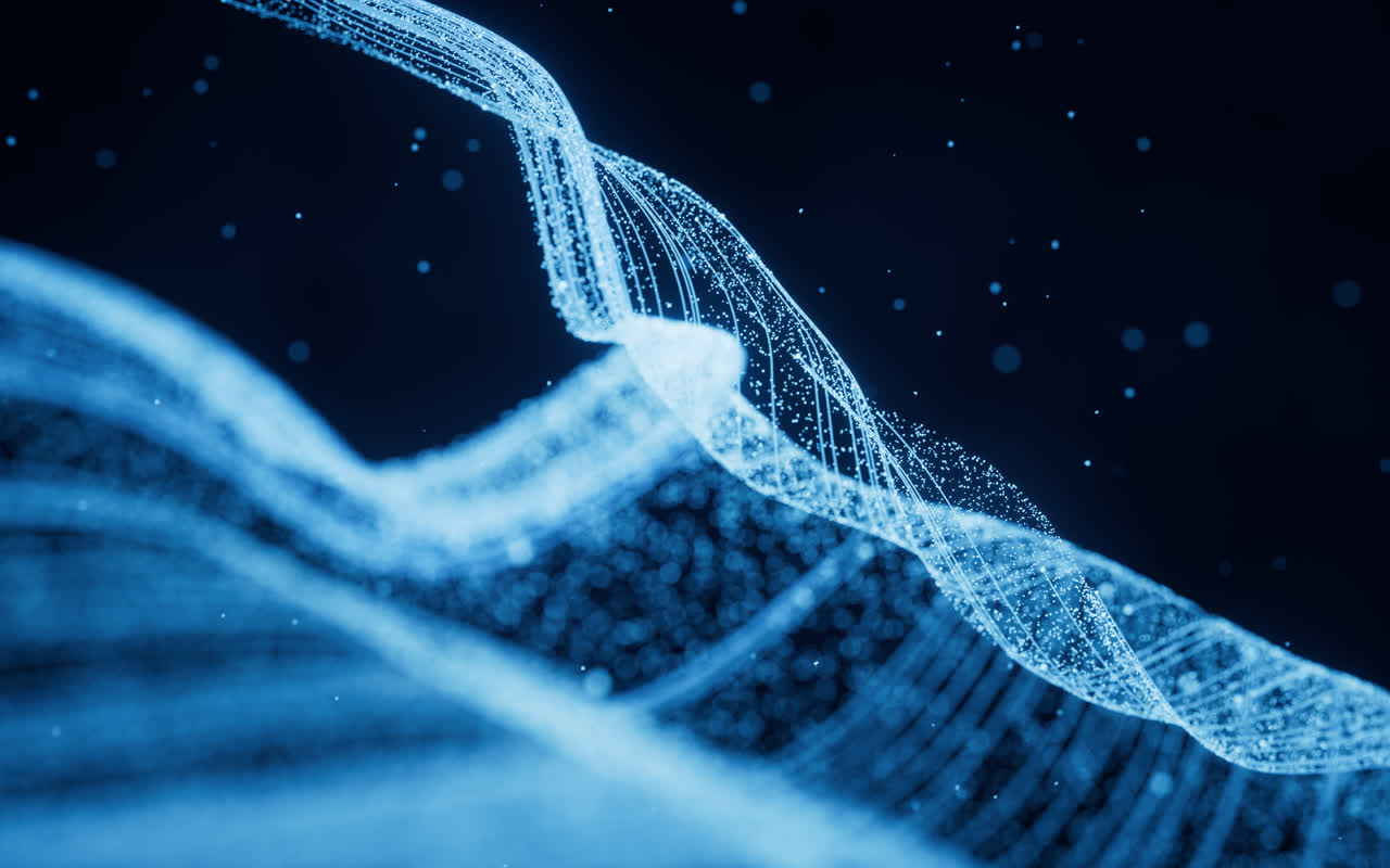 抽象蓝色粒子线条背景3D渲染