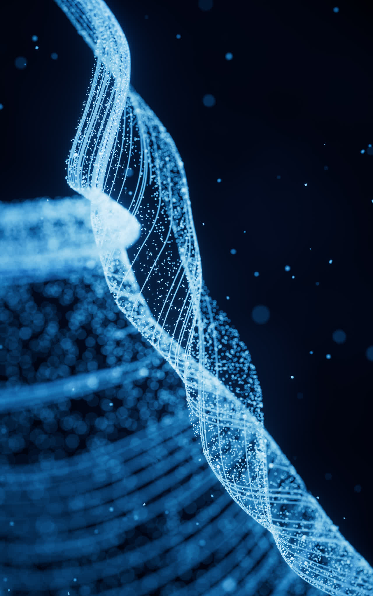 抽象蓝色粒子线条背景3D渲染