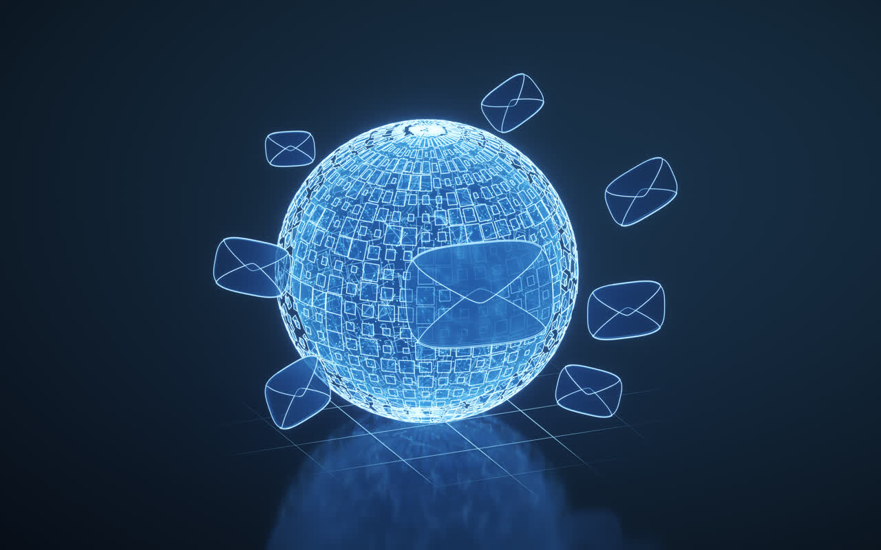 信件与信息全球化概念3D渲染