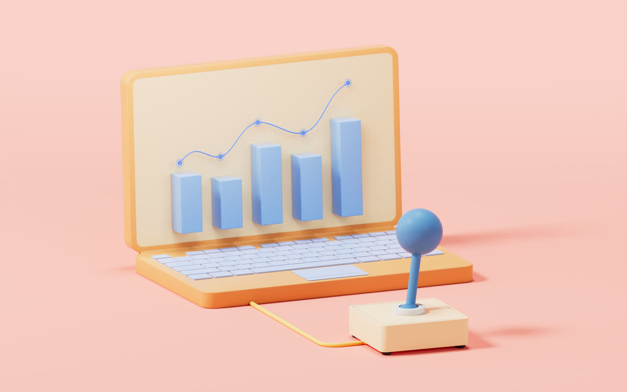 上升曲线与数据分析概念3D渲染