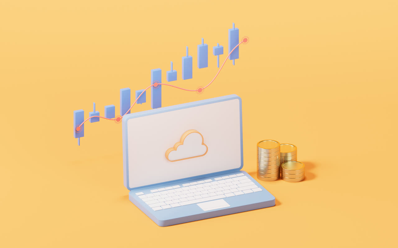 上升曲线与数据分析概念3D渲染