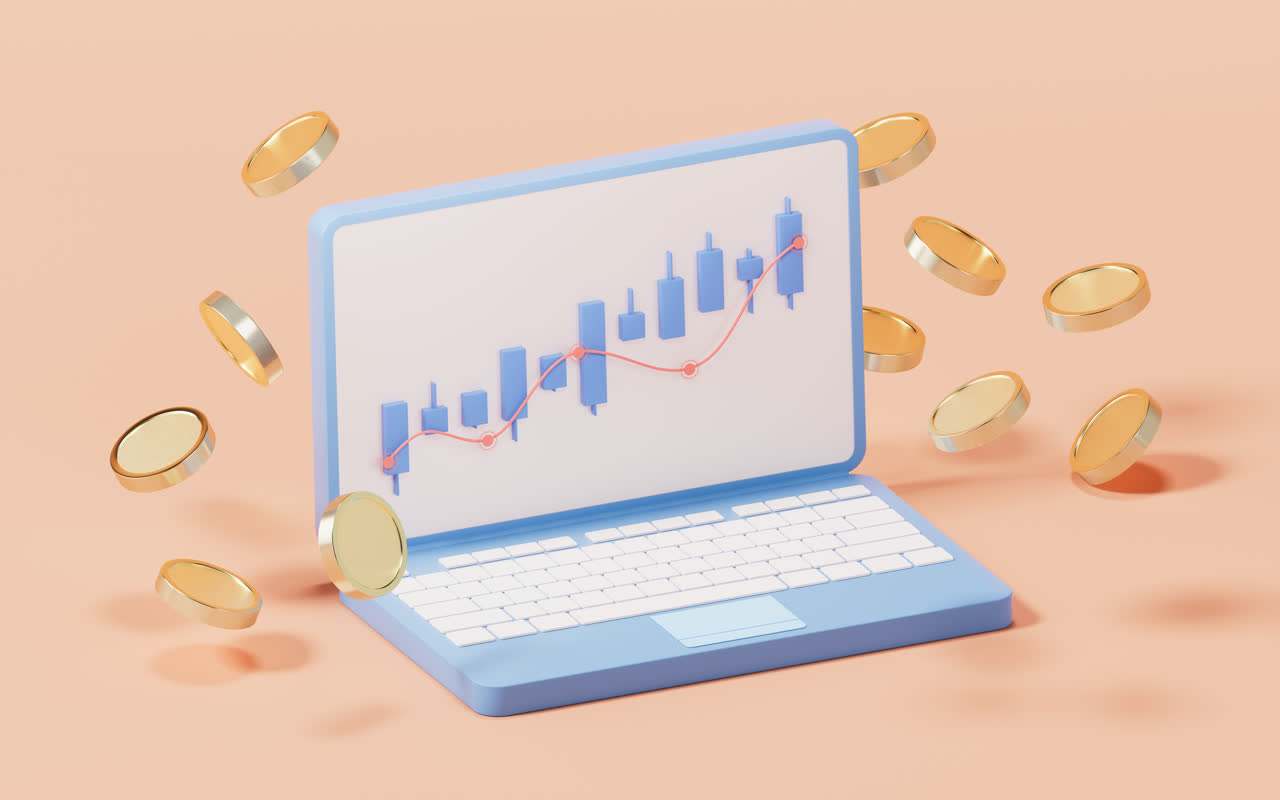 上升曲线与数据分析概念3D渲染
