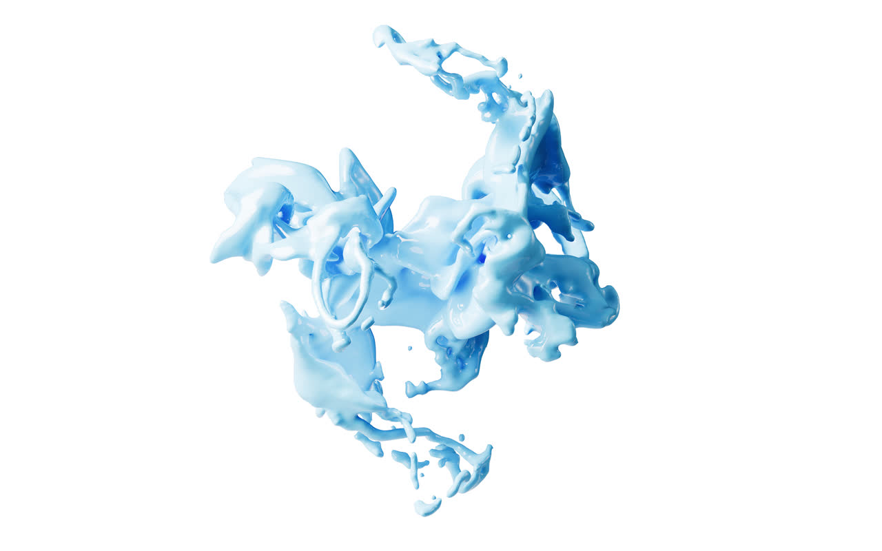 飞溅的流体颜料3D渲染