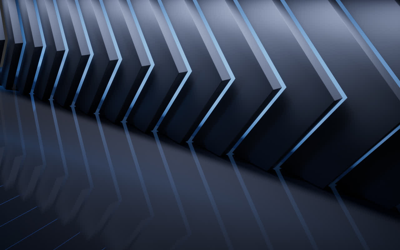 黑色建筑室内空间3D渲染