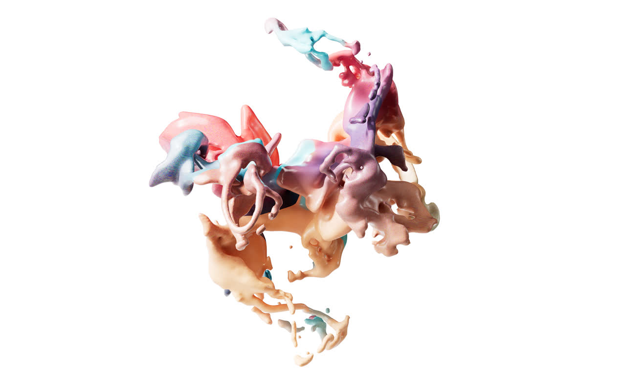 飞溅的流体颜料3D渲染