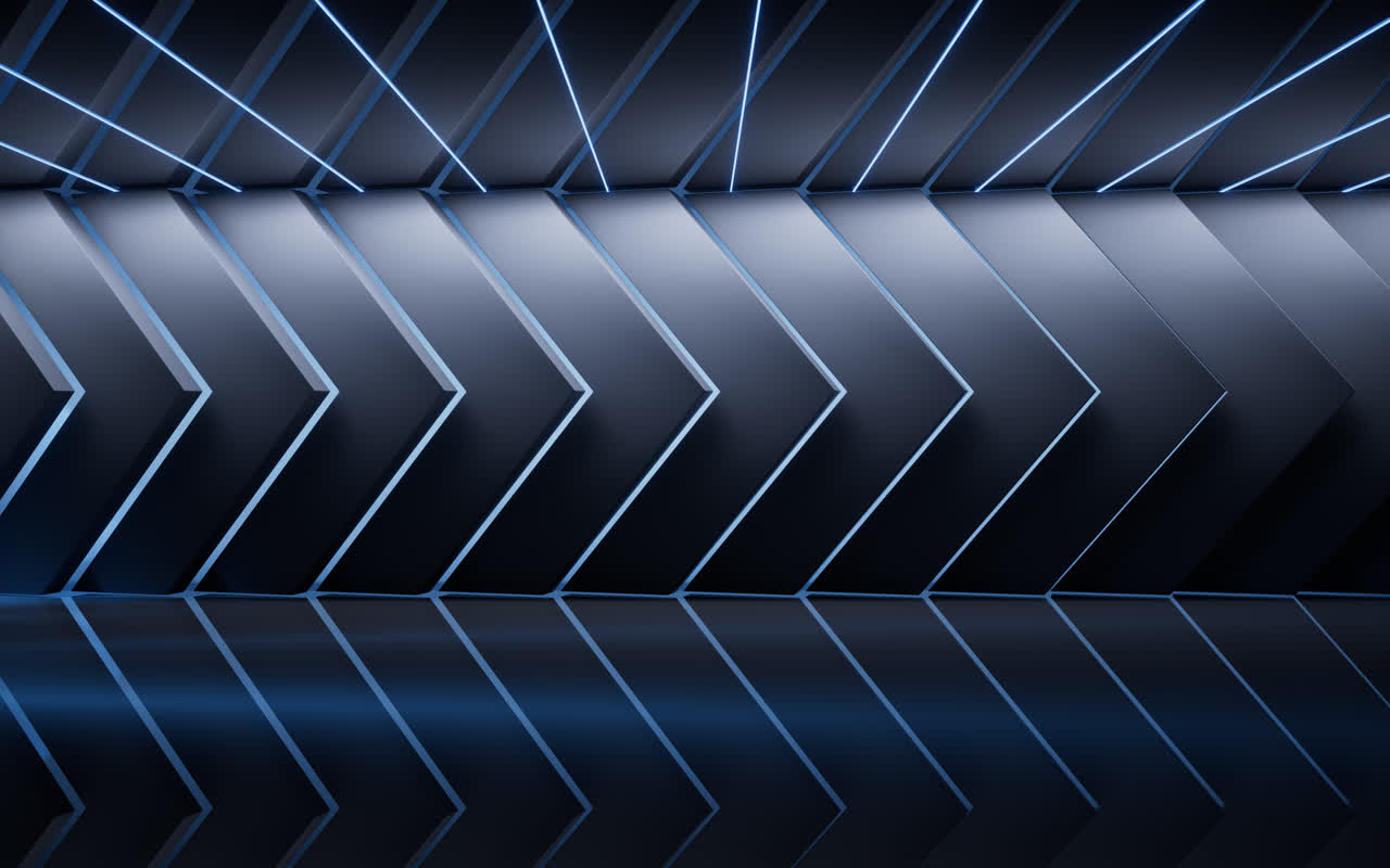 黑色建筑室内空间3D渲染