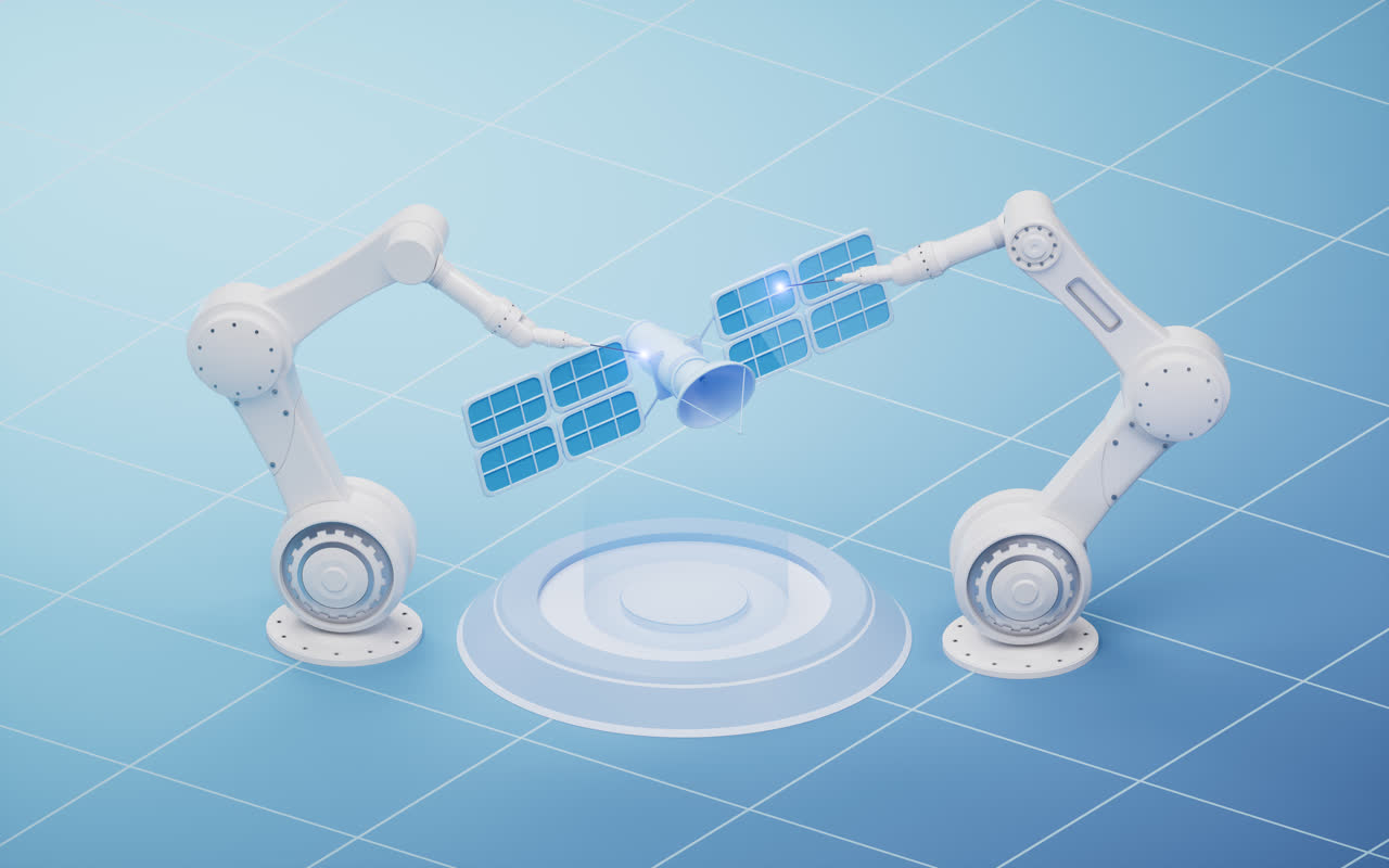 机械臂与智能制造概念3D渲染