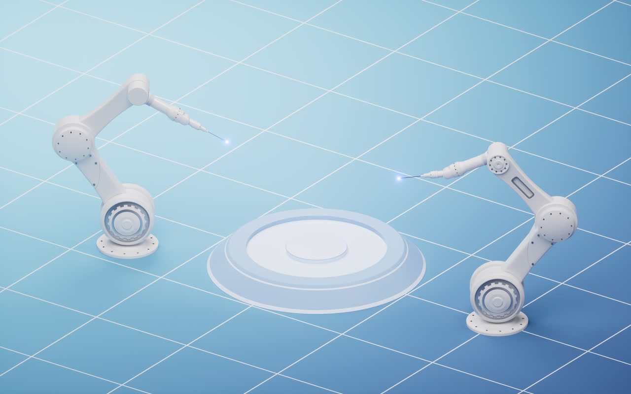 机械臂与智能制造概念3D渲染