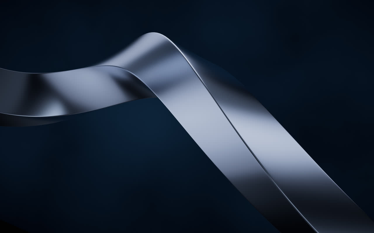 流动渐变的金属曲面3D渲染