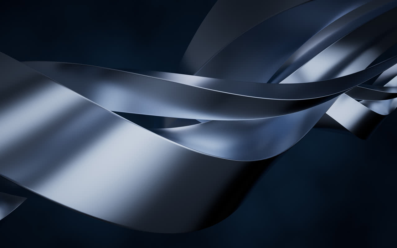 流动渐变的金属曲面3D渲染