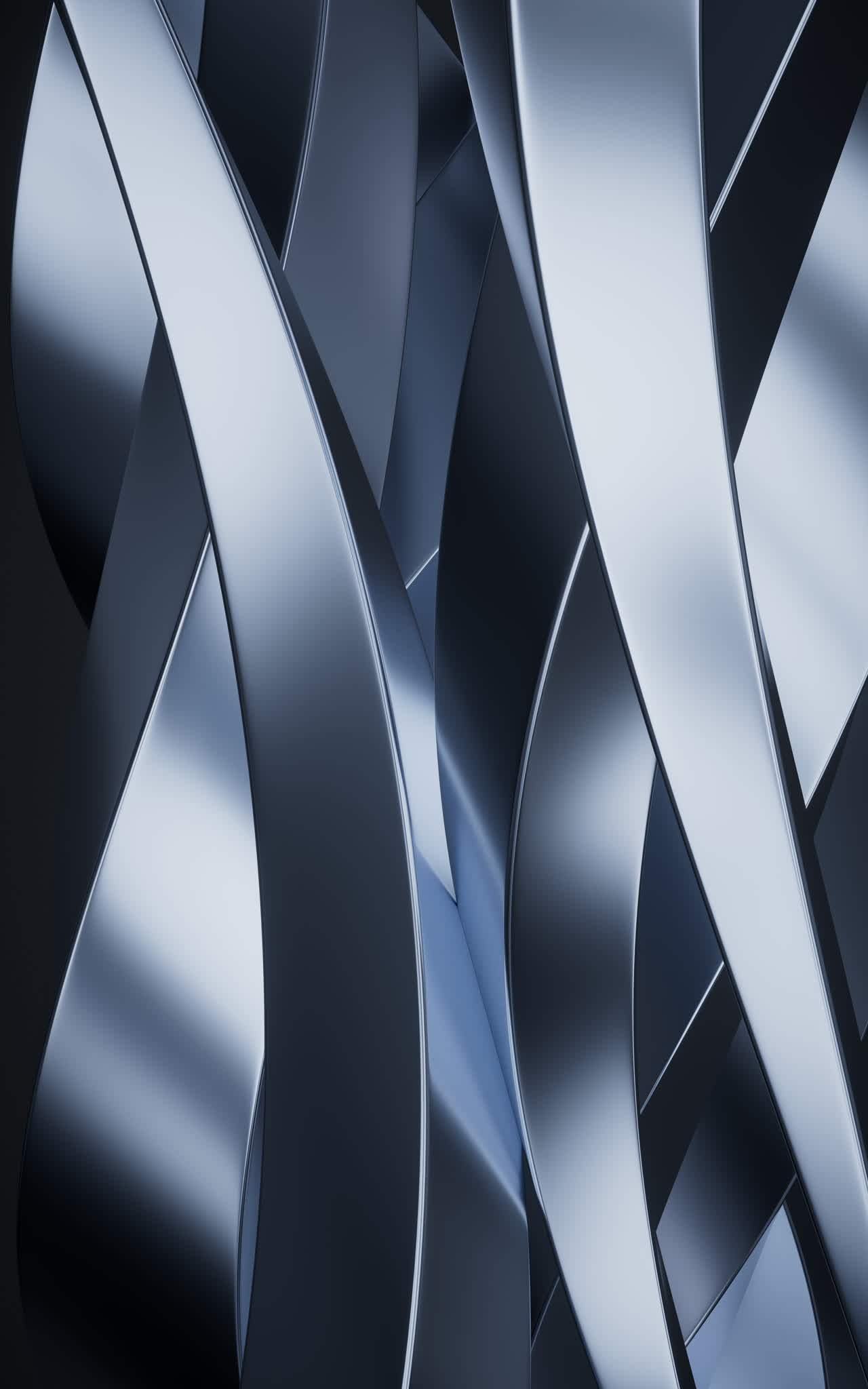 流动渐变的金属曲面3D渲染