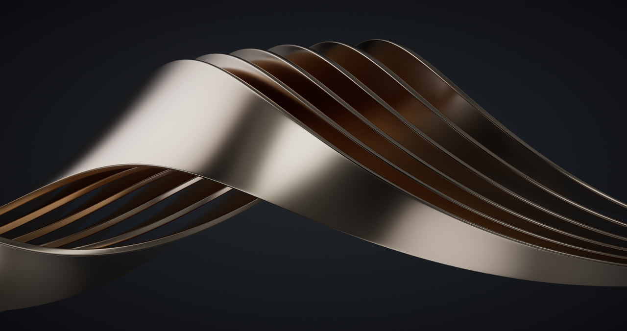 流动渐变的金属曲面3D渲染