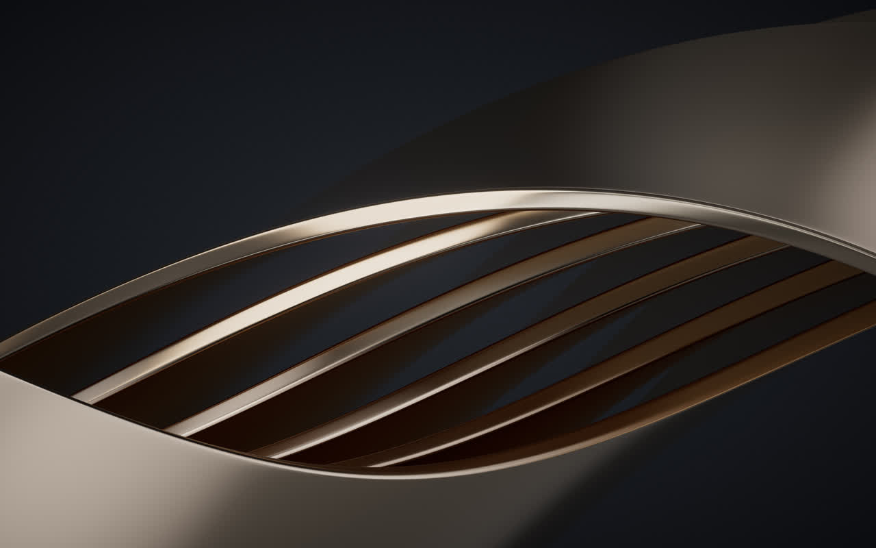 流动渐变的金属曲面3D渲染