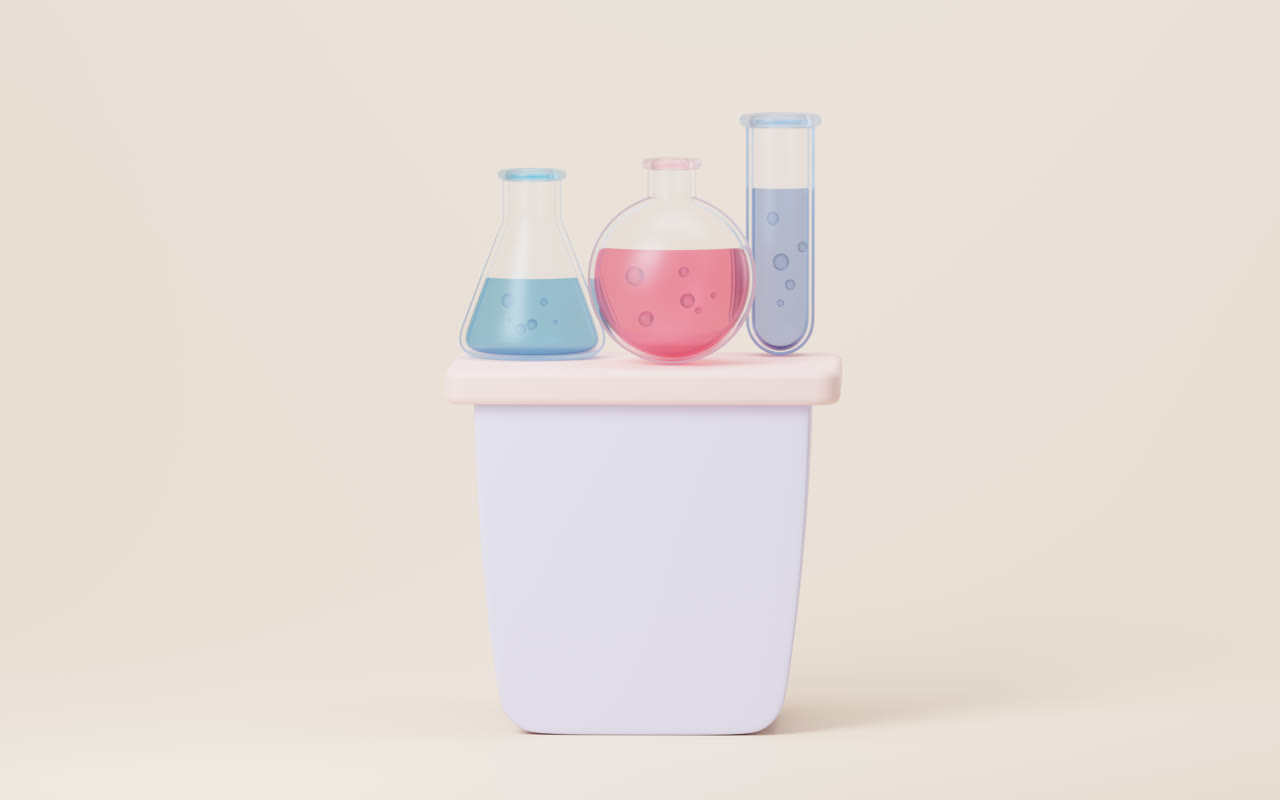 卡通风格化学仪器器皿3D渲染