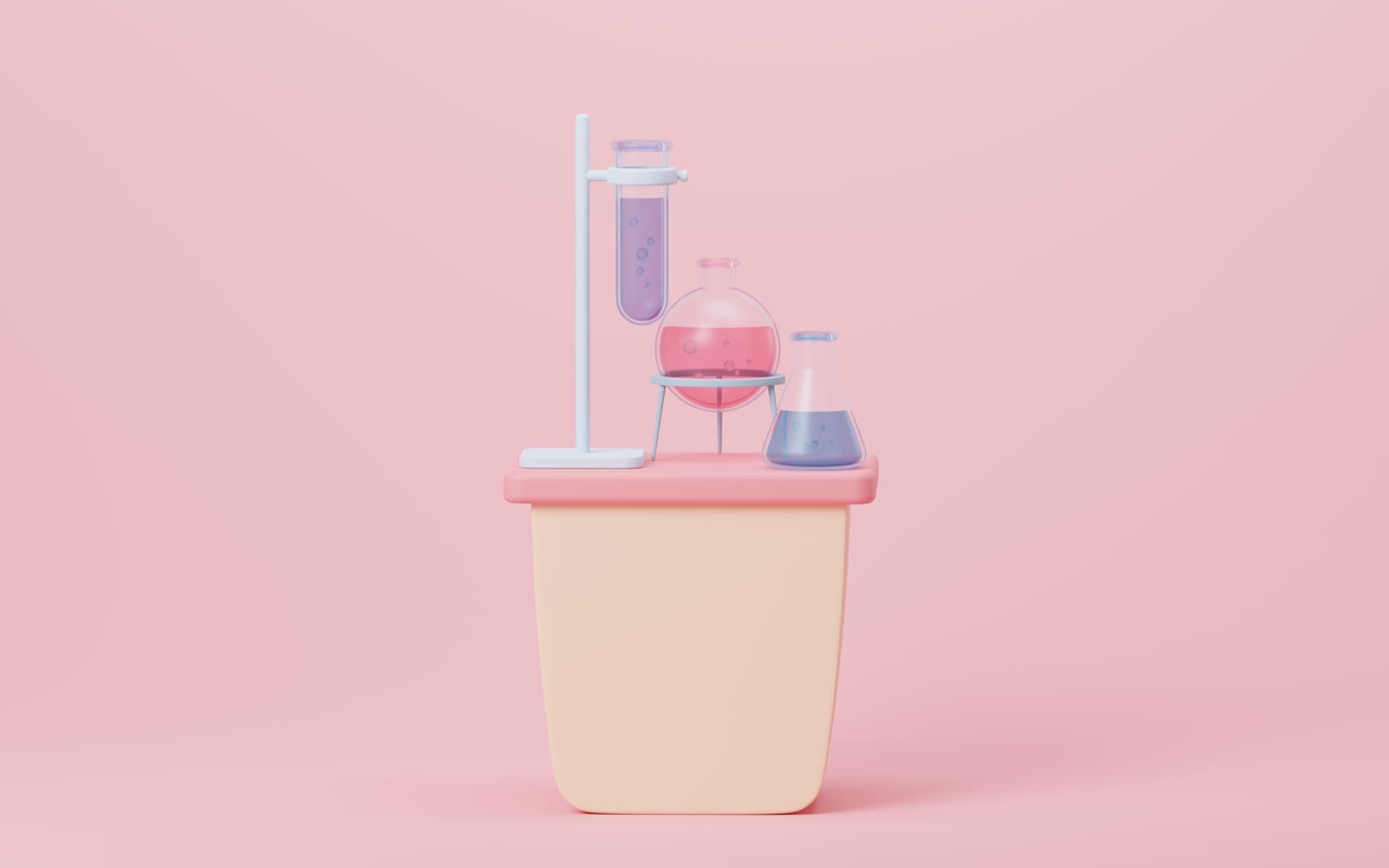 卡通风格化学仪器器皿3D渲染