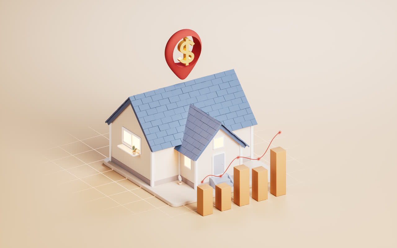 买房与房地产投资3D渲染