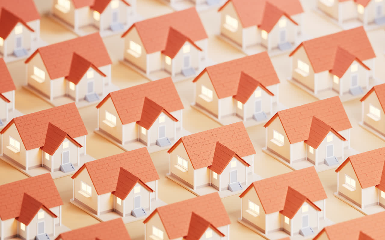 排列整齐的房屋3D渲染