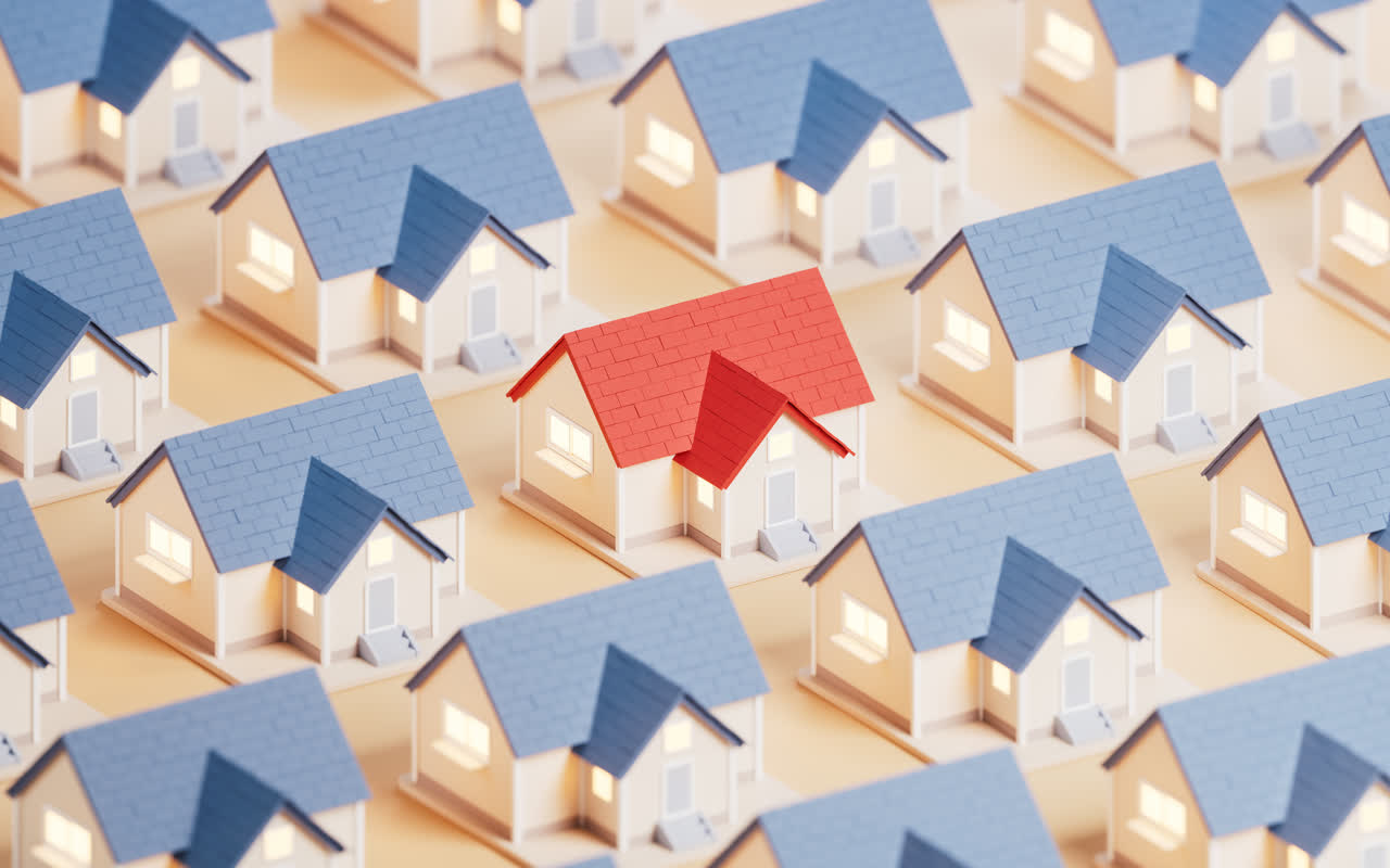 排列整齐的房屋3D渲染