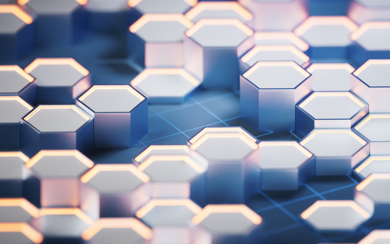 六边形金属材料背景3D渲染