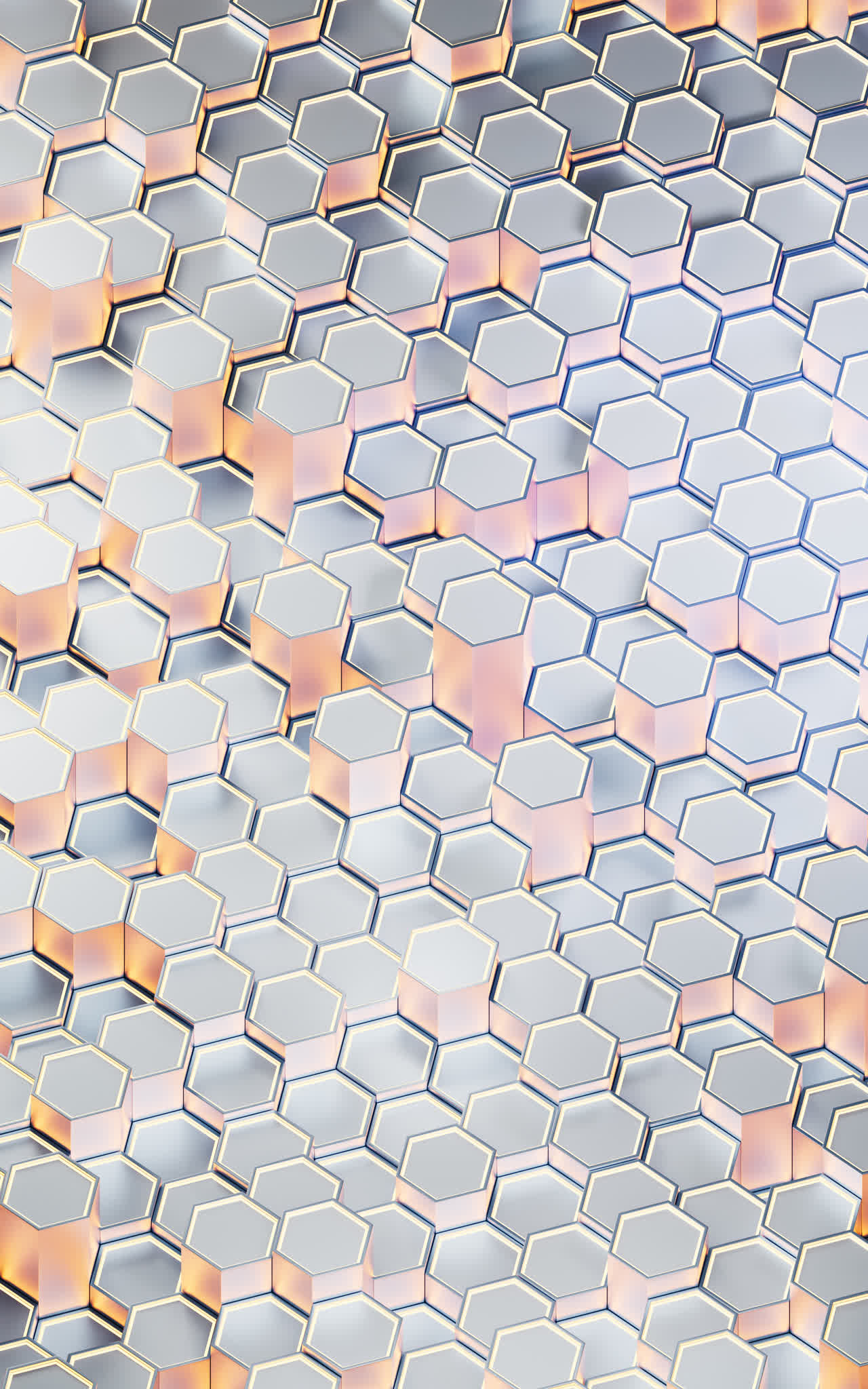 六边形金属材料背景3D渲染