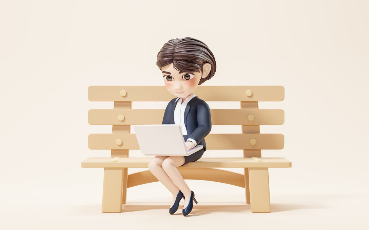 正在工作的商务女性3D渲染