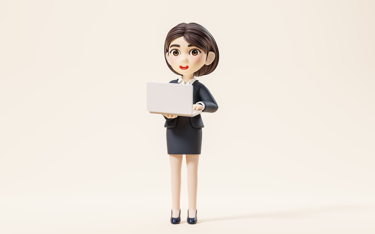 正在工作的商务女性3D渲染