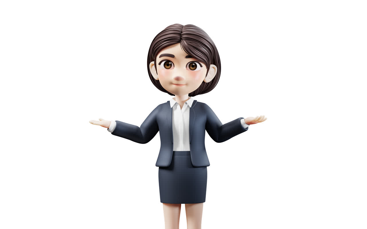 穿着正装的卡通女性3D渲染