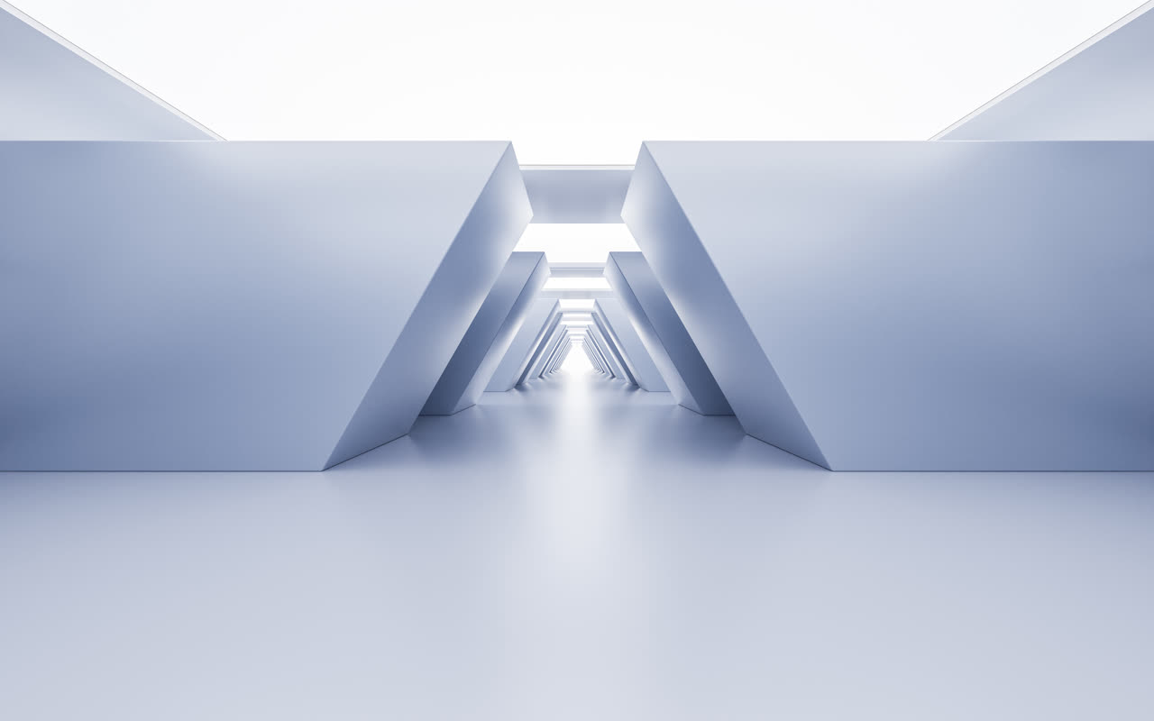 白色科技感隧道3D渲染