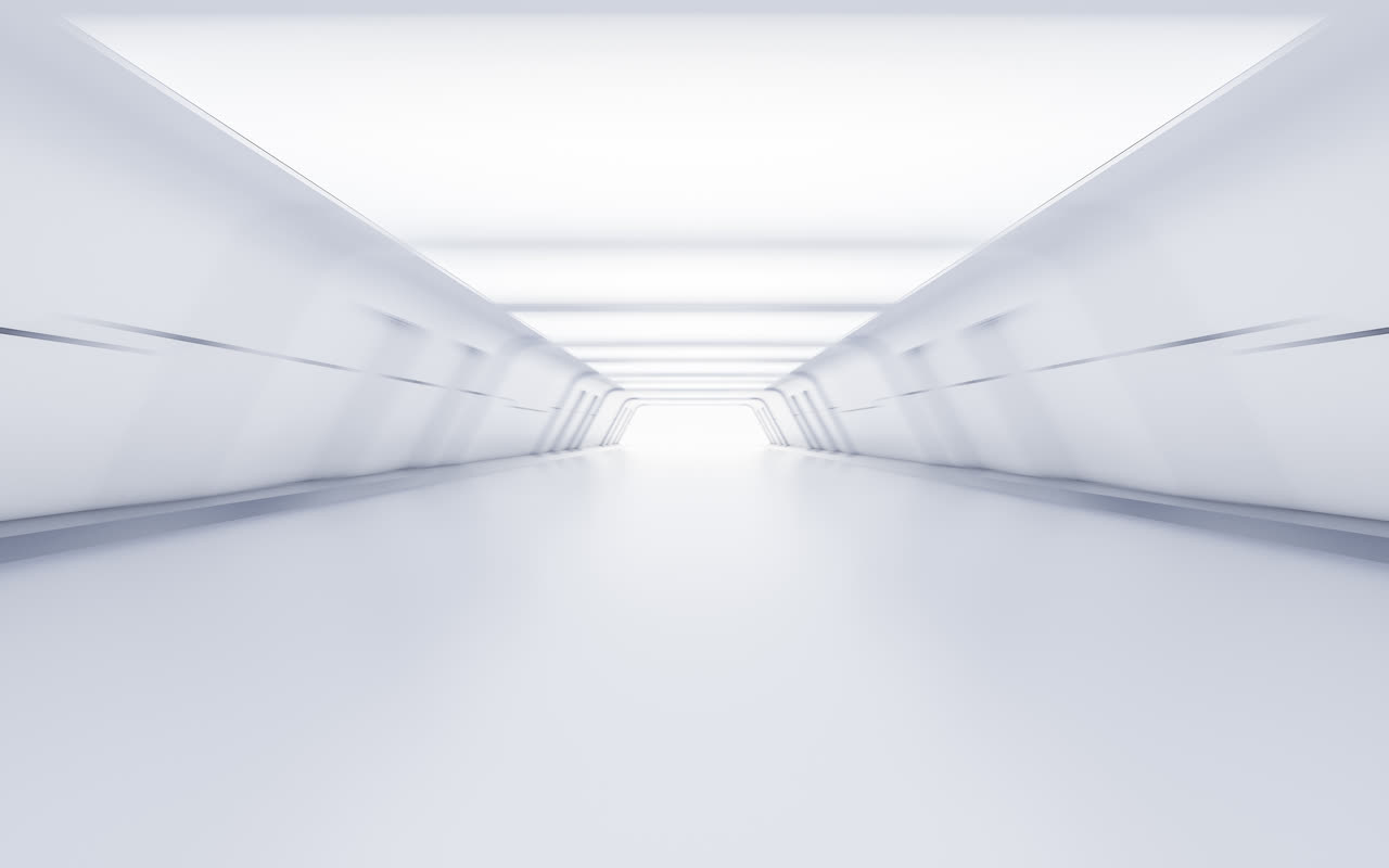 白色科技感隧道3D渲染