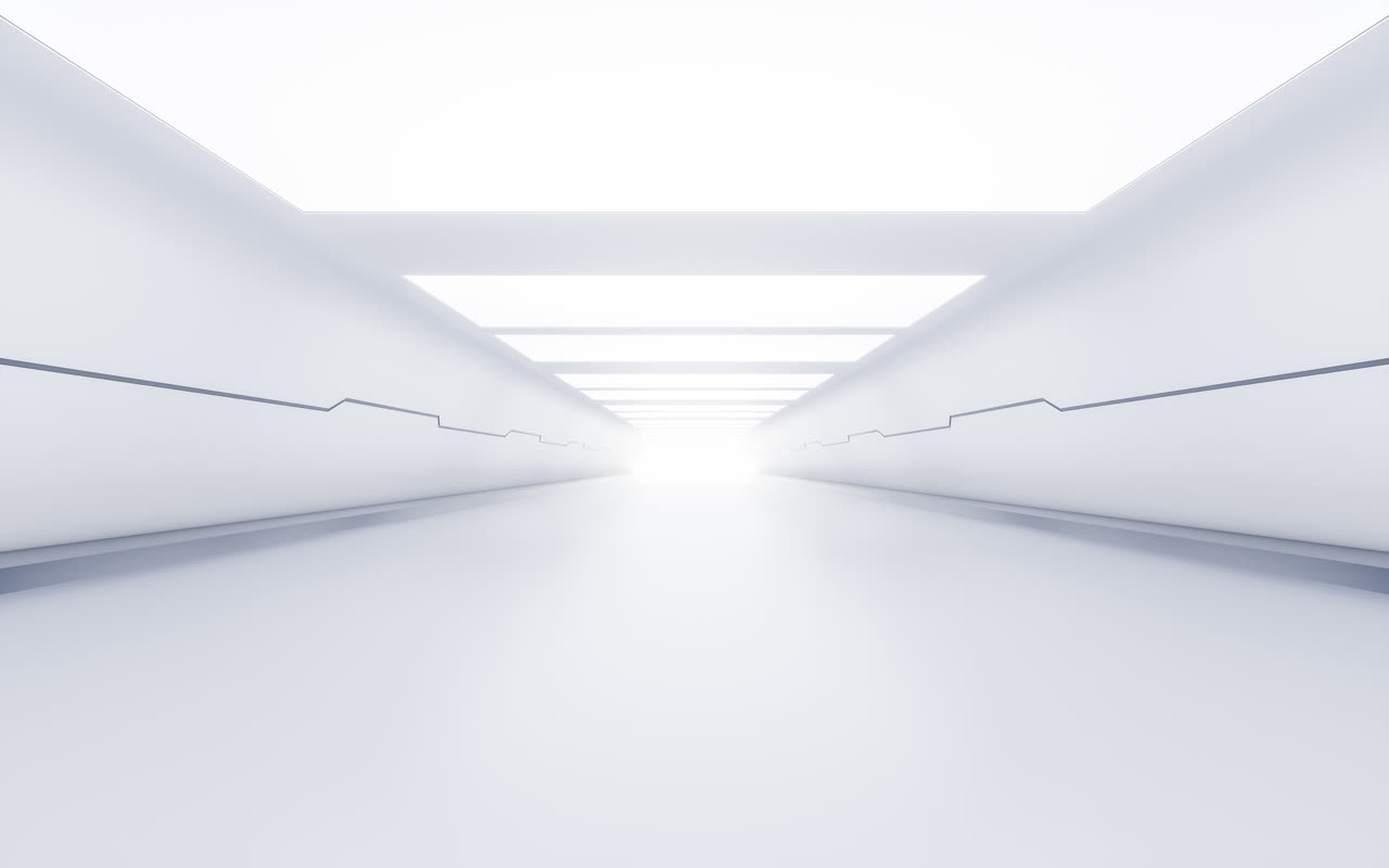 白色科技感隧道3D渲染