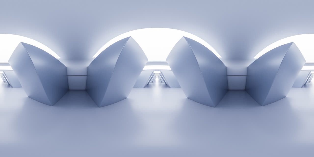 白色科技感隧道360度无缝全景3D渲染