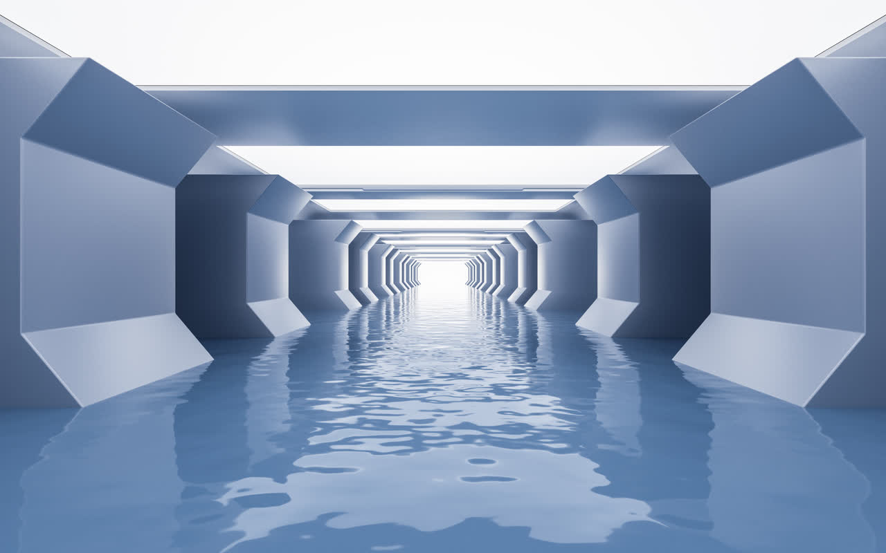 白色科技感隧道3D渲染