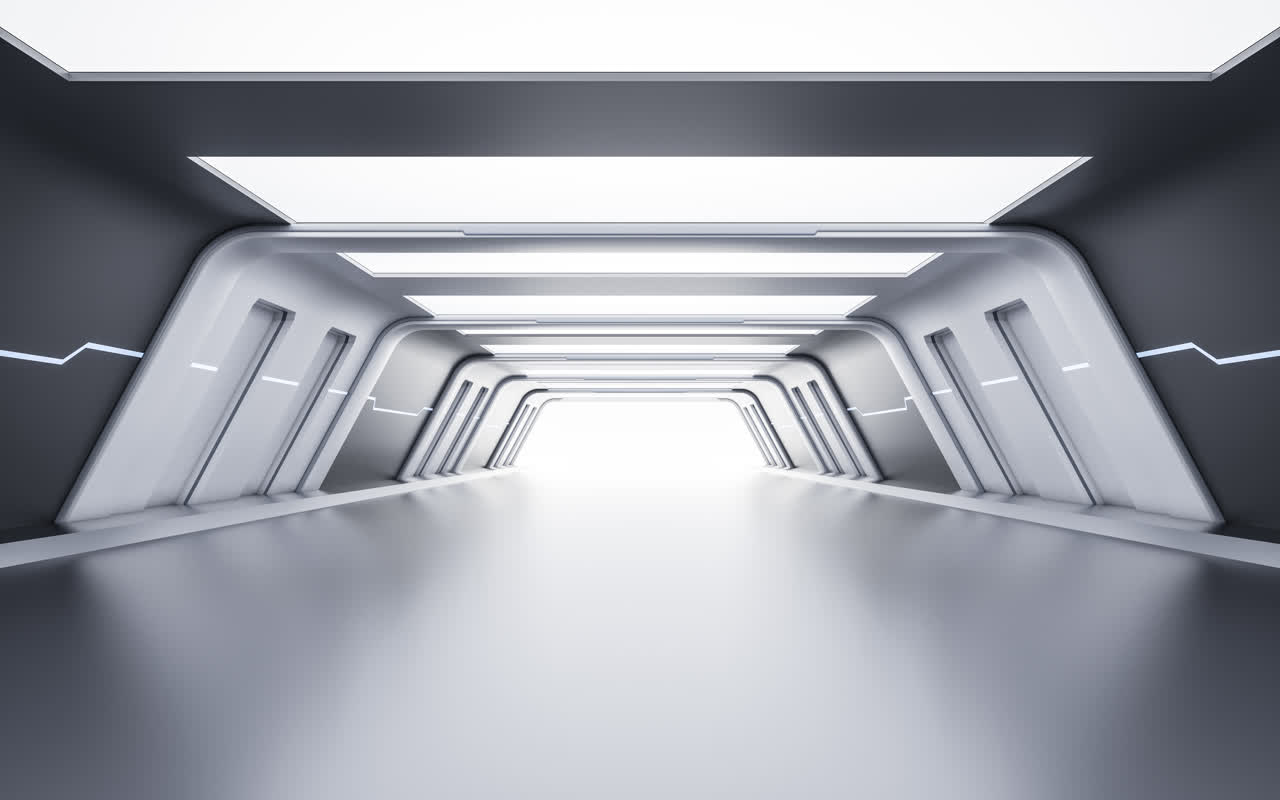 黑色科技感隧道空间3D渲染